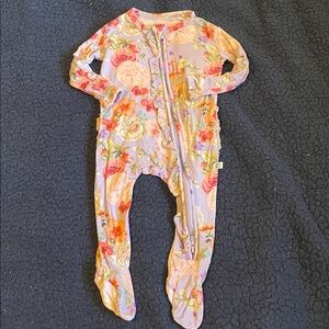Posh Peanut Floral Kids Pajamas - Pink and Orange